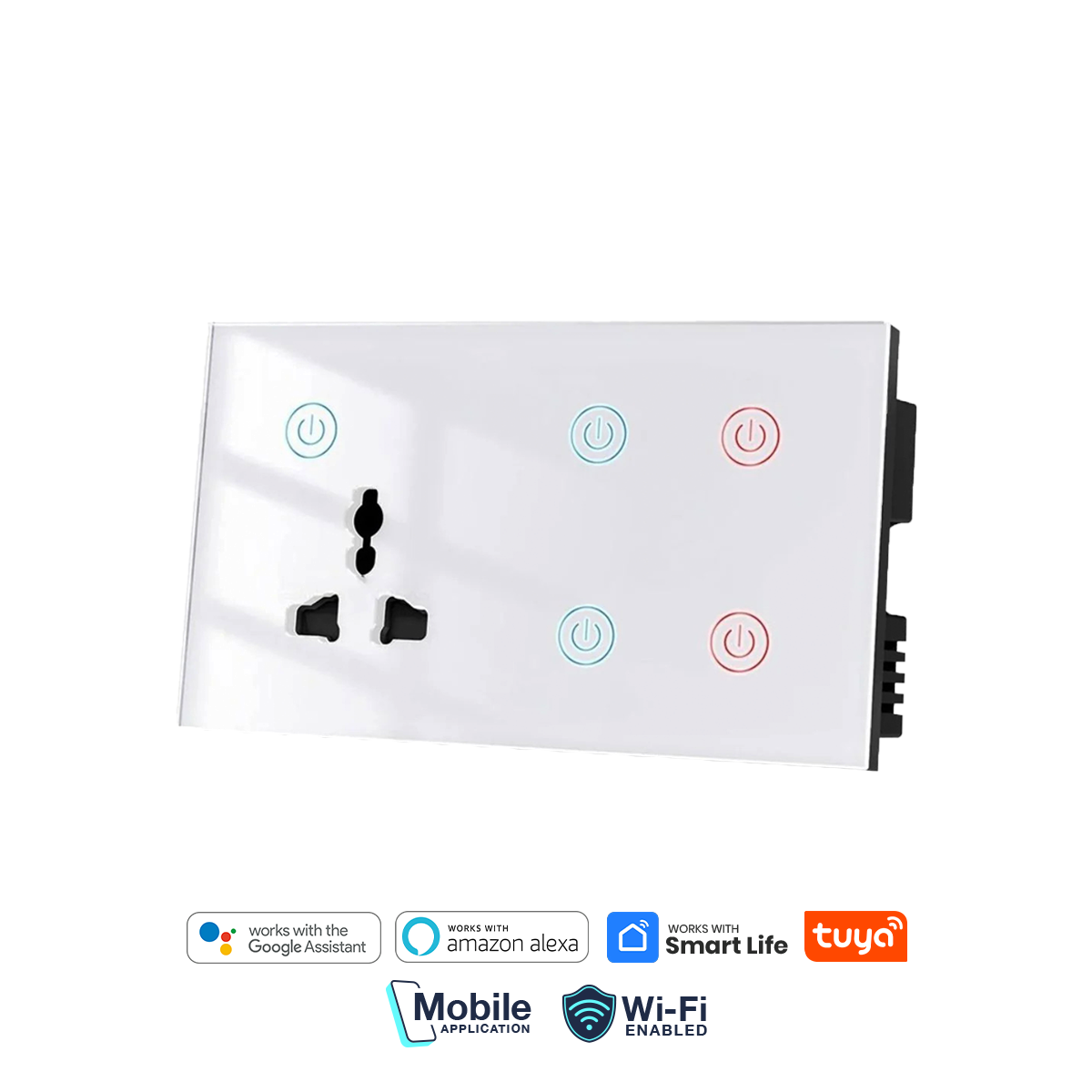 Smart WiFi 4 gang + Socket Wall Switch
