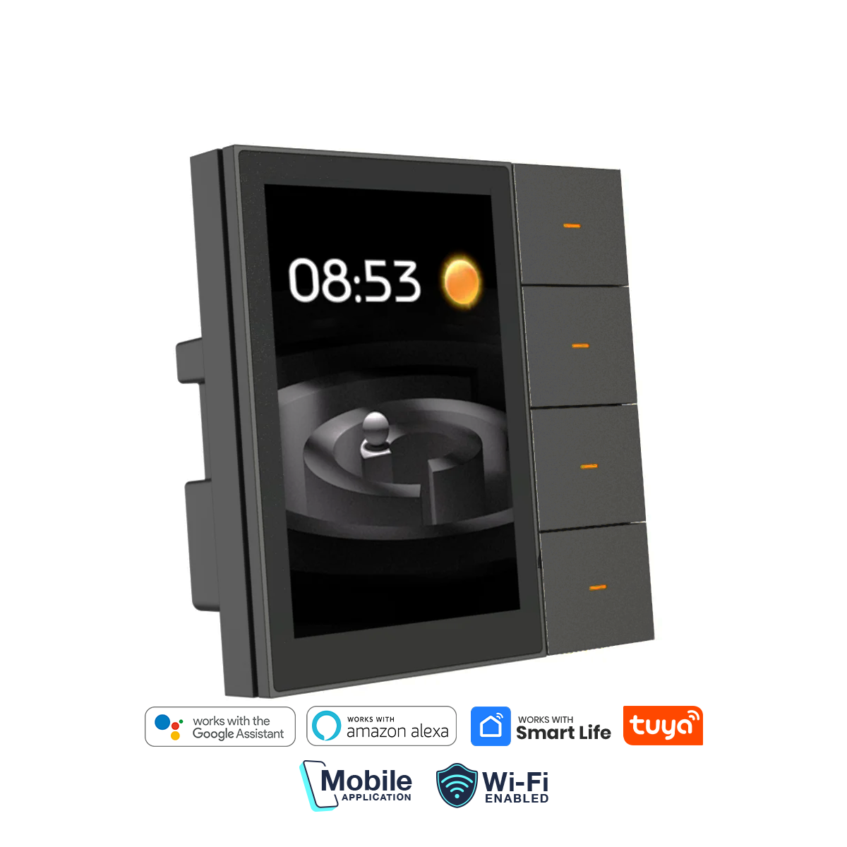 Smart Touch Panel Control With 4 Gang Switch