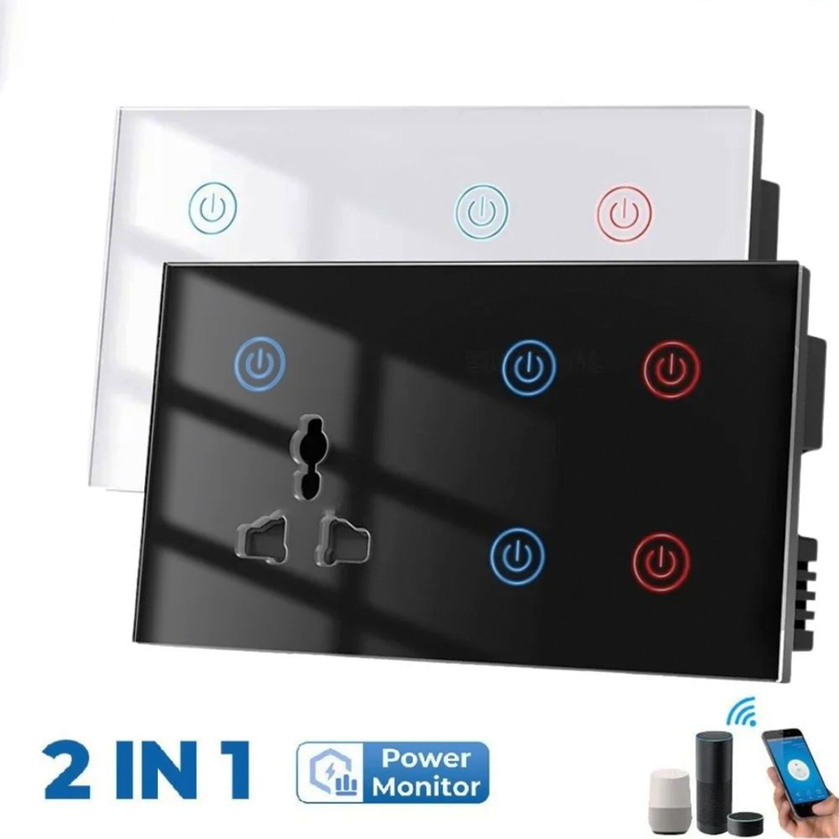 Smart WiFi 4 gang + Socket Wall Switch