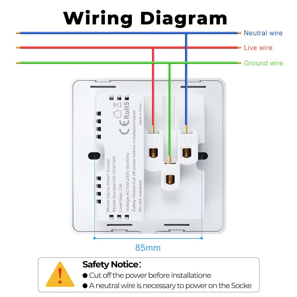 Smart Wall Socket – 13A USB / C-Type