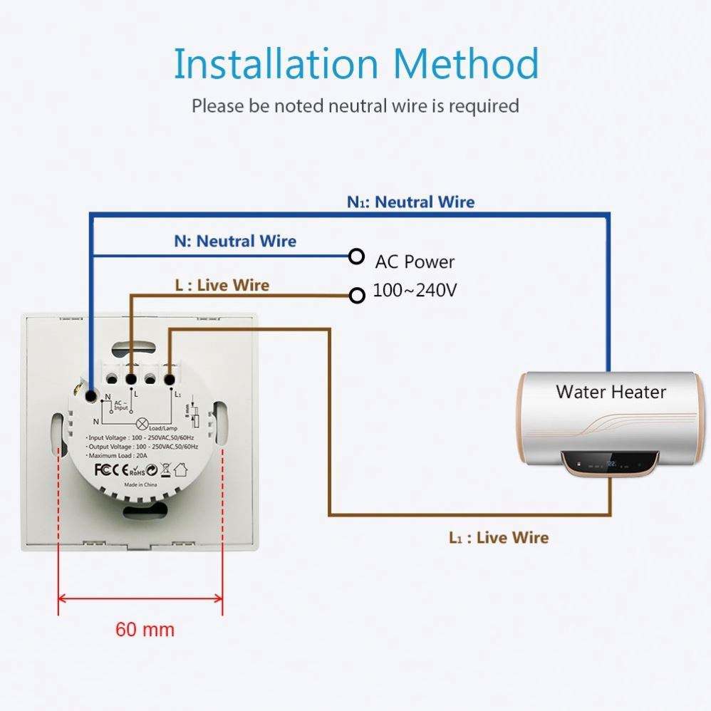 Smart WiFi Touch Switch 20A