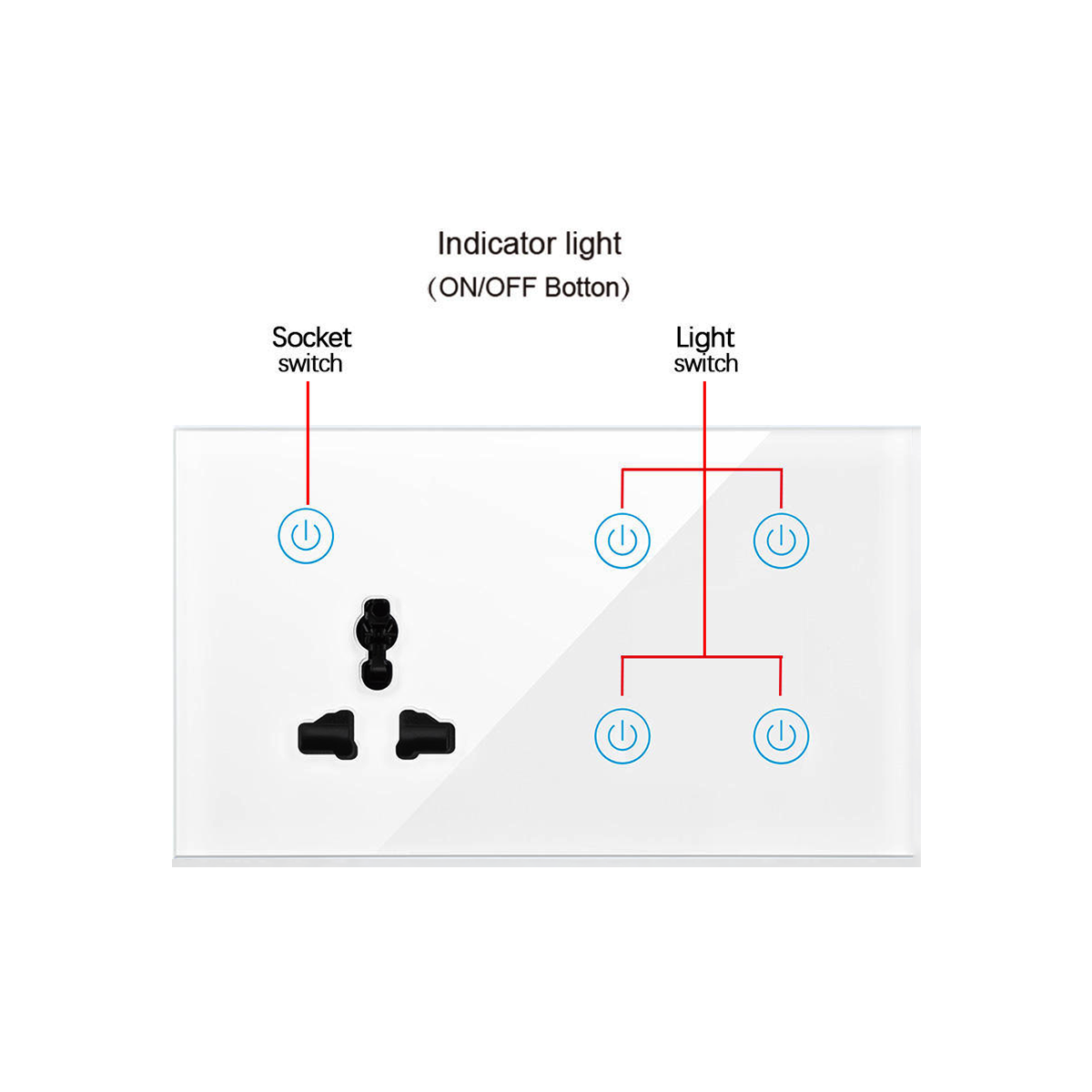 Smart WiFi 4 gang + Socket Wall Switch