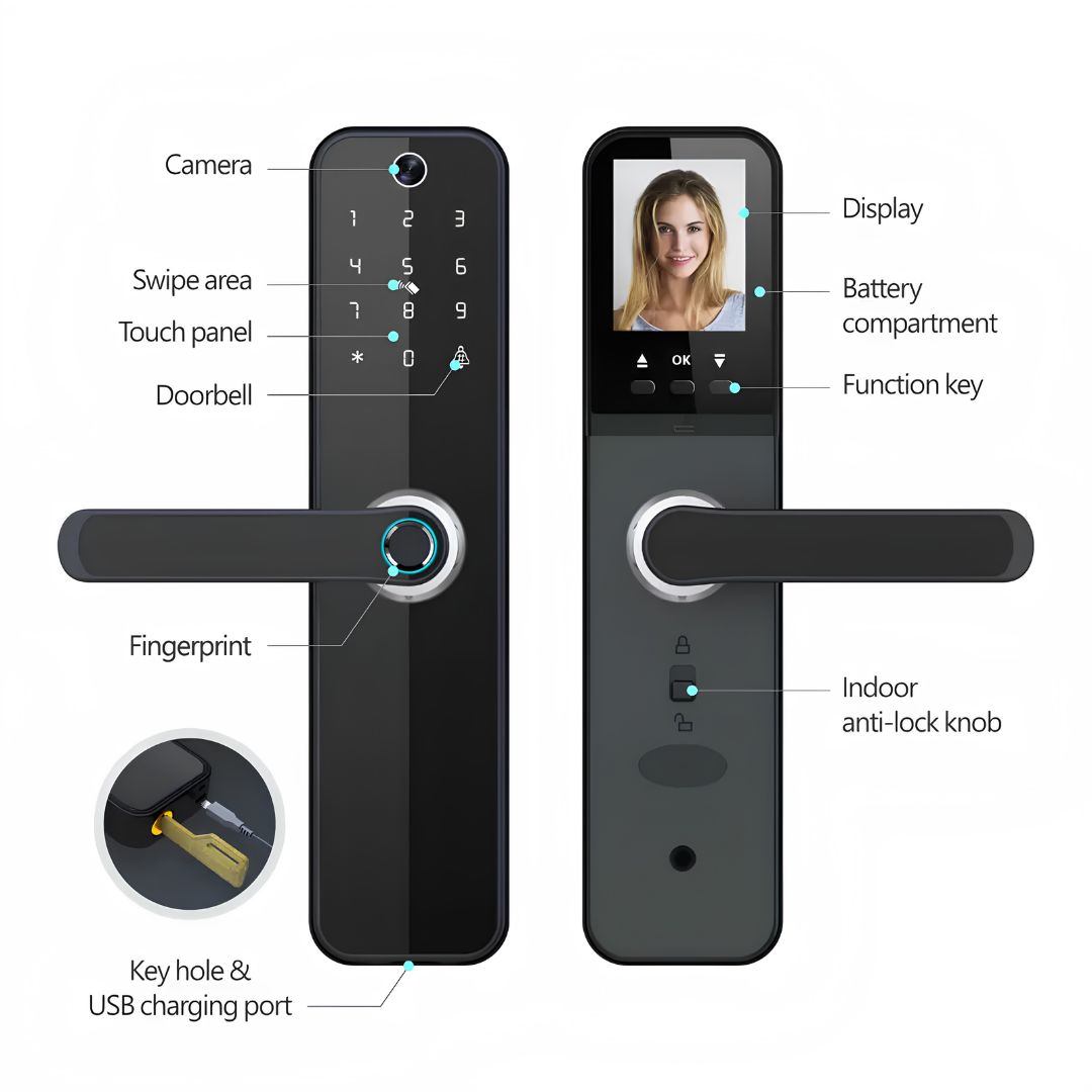 Smart WiFi Video Door Lock – 6-in-1 Keyless Entry System