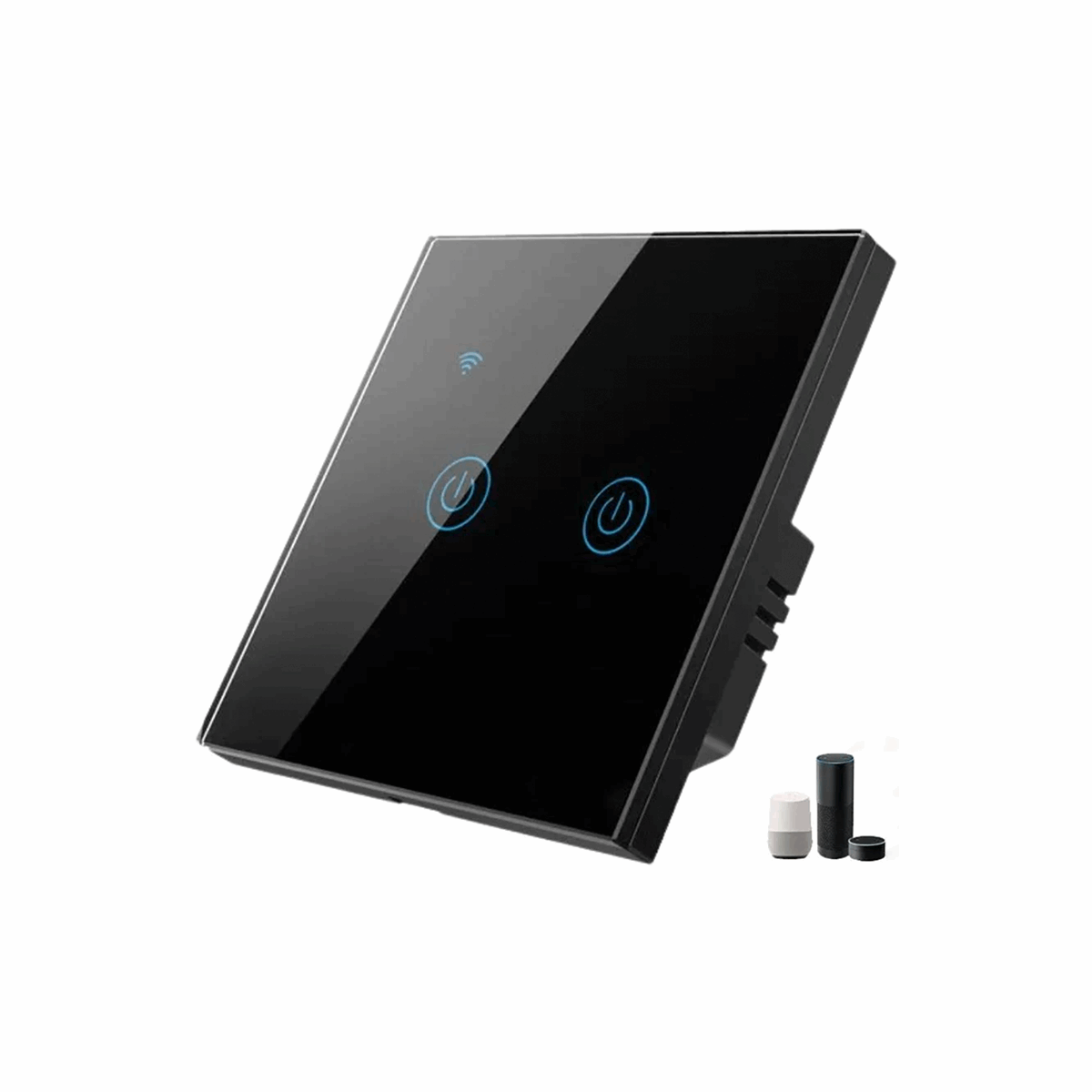 Black 2 Gang WiFi Smart Touch Switch