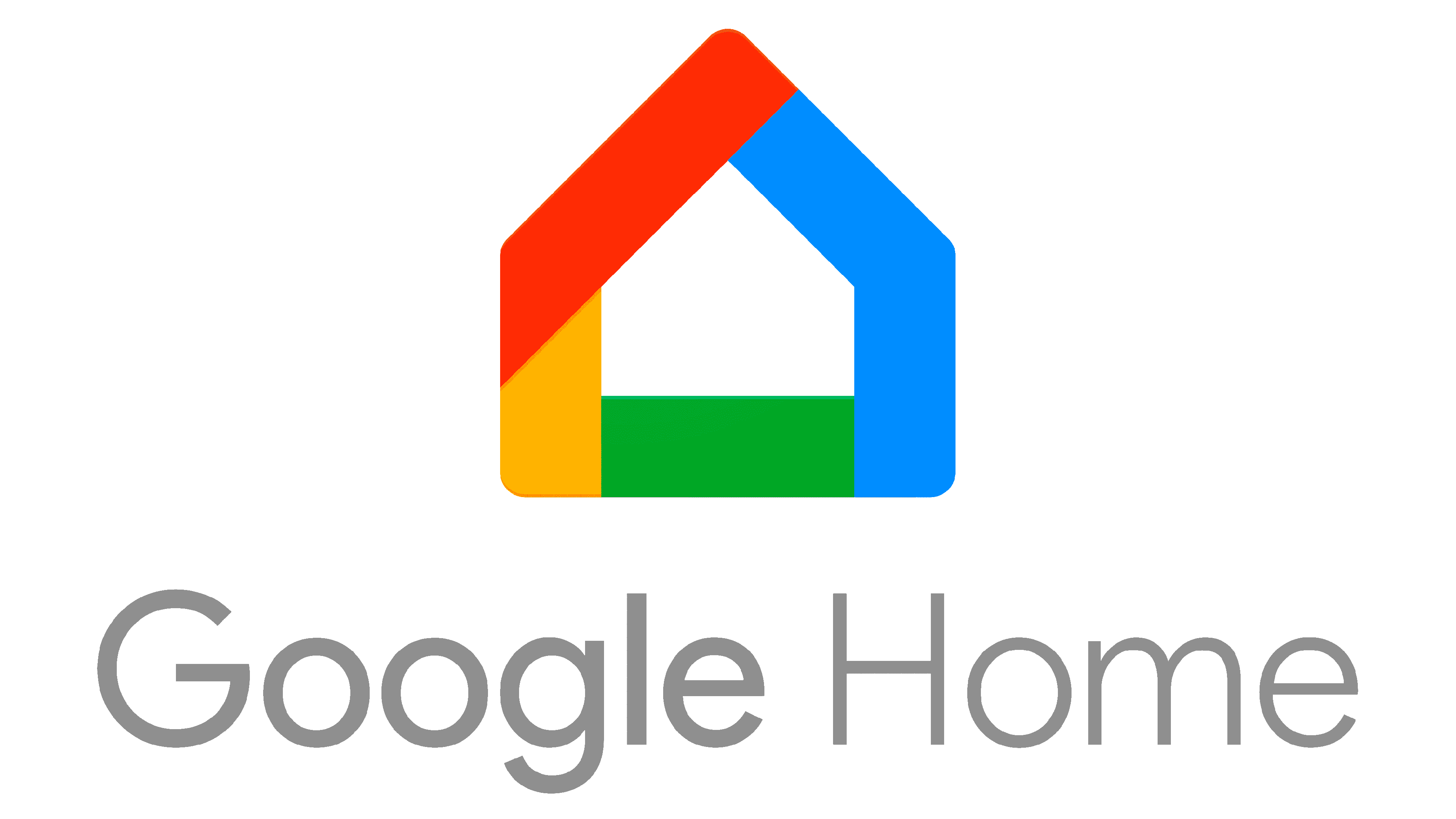 Google Home logo with a colorful house icon on a green background