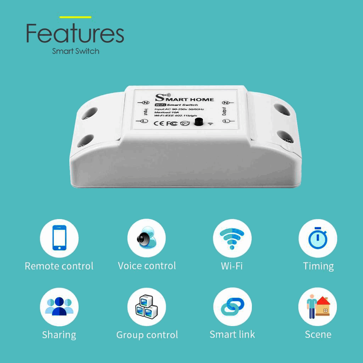 Smart In Wall 1 Gang Switch 10A Feature