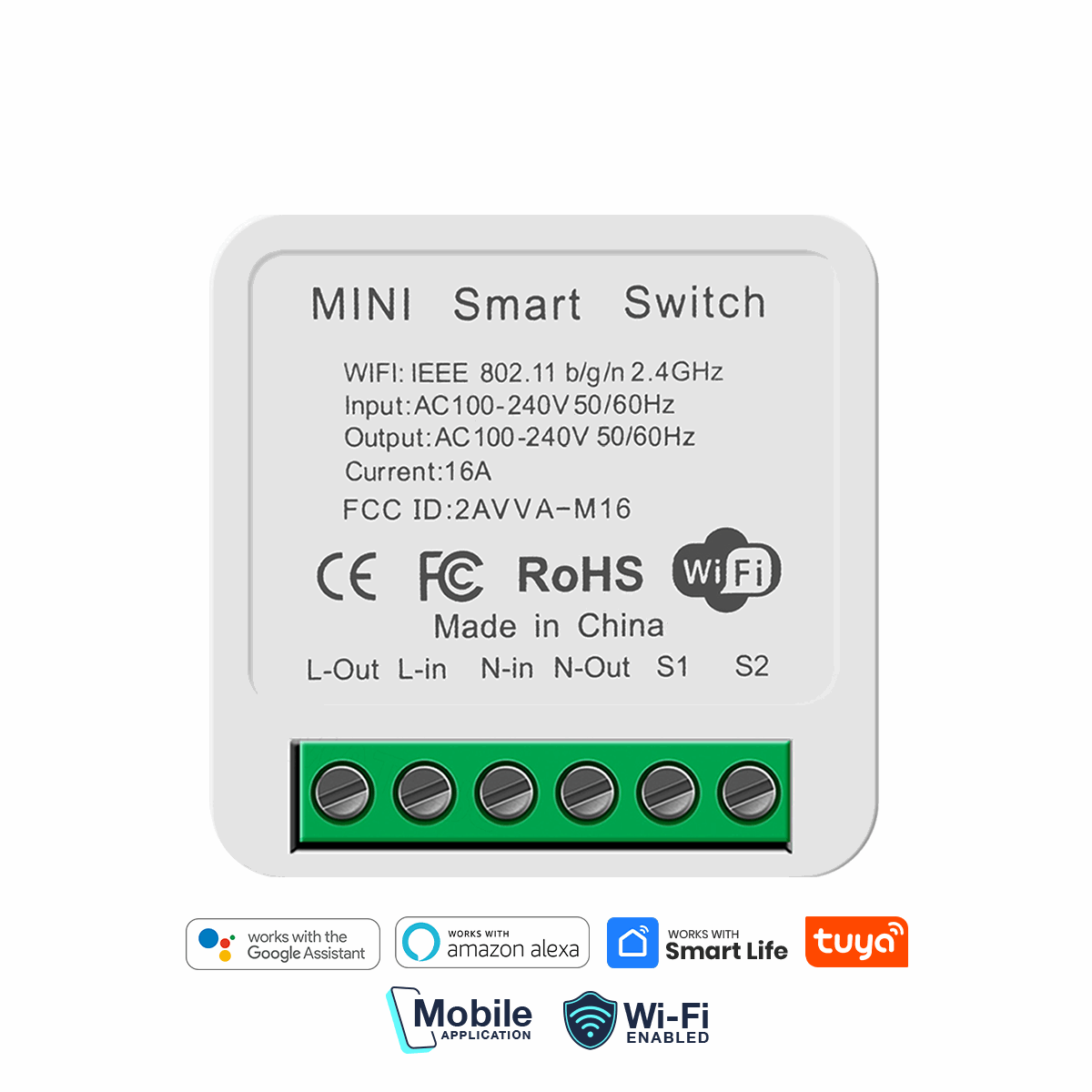Smart In Wall Mini Switch (1–4 Gang) App Control