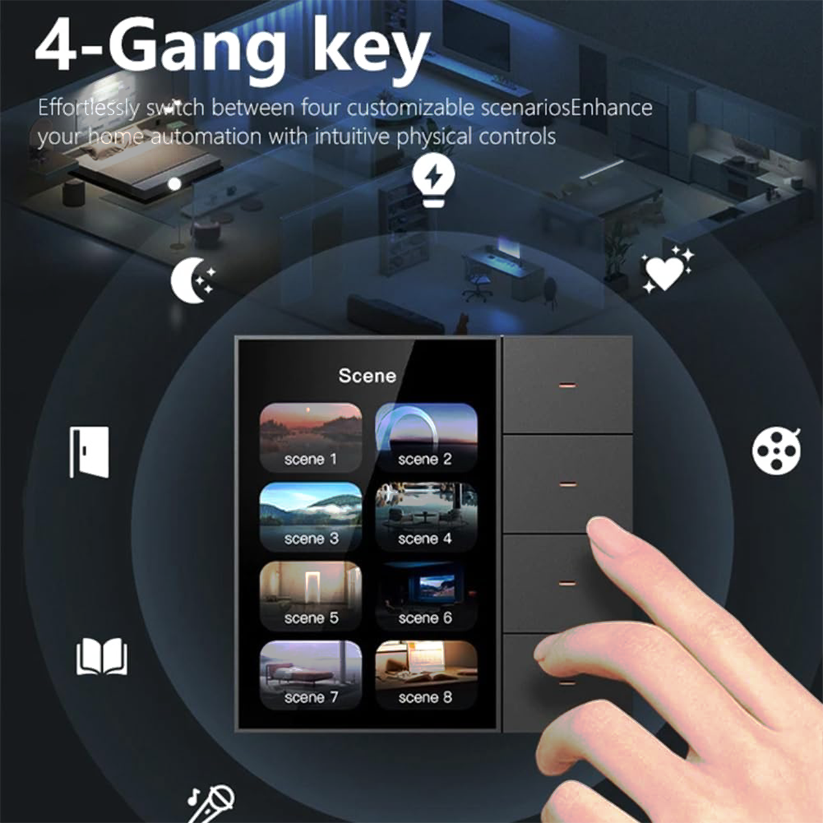 Smart Touch Panel Control With 4 Gang Switch Control 